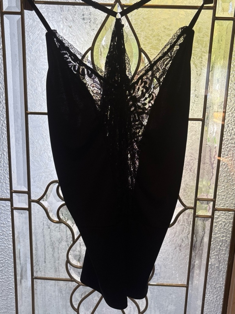 VENUS Black Lace Backless Slip Dress